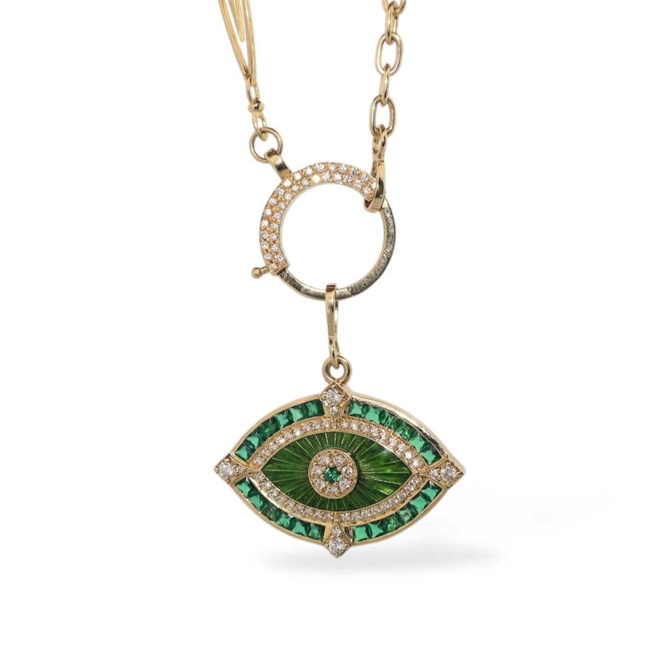 Celestial Evil Eye Necklace in Emerald