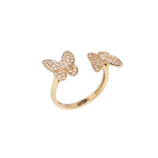 Golden Butterfly Duo Ring