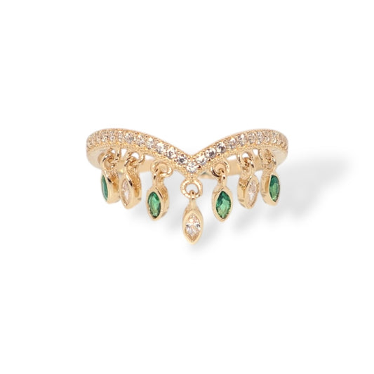 Cascade Fringe Green Ring